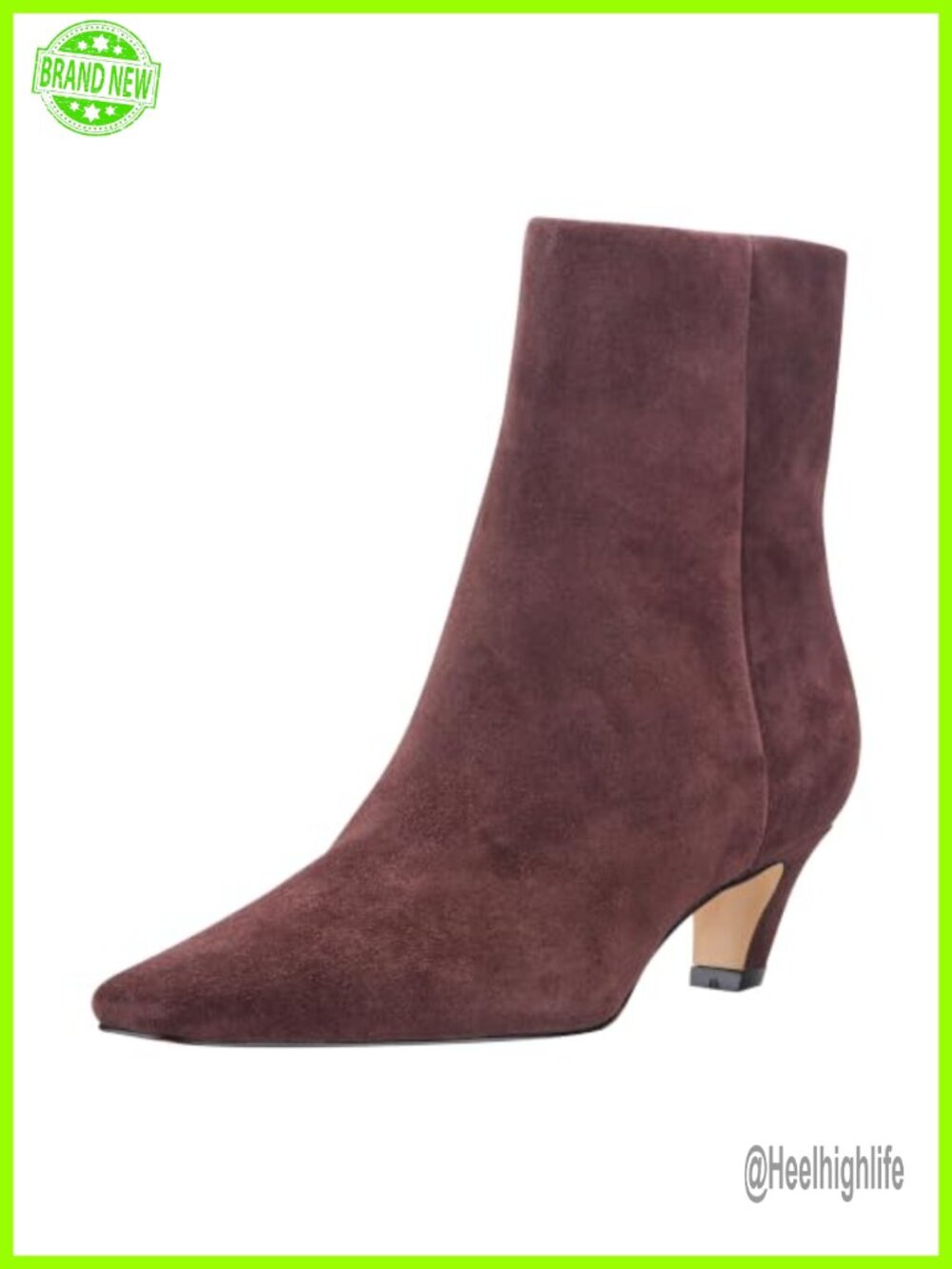 Suede Ankle Bootie with Kitten Heel and Zipper Closure